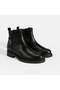 Women's Black Metal Buckle Detailed Zippered Leather Boots