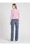 Women's Pink Boat Neck T-Shirt with Snap Detail Camisole Blouse - 6