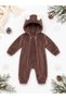 Sweet Rabbit Ears Double Zippered Welsoft Baby Jumpsuit Hooded Plush Winter Unisex Jumpsuit - 3