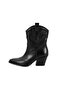 Women's Black Leather Cowboy Boots - 3