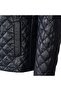 Men's Navy Blue Quilted Leather Jacket - 4