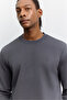 Men's Anthracite Crew Neck Easy-Iron Regular Fit Sweatshirt B001035 - 3