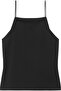 Women's Slim Fit Narrow Strap Cotton Plain Woven Fabric Black Blouse