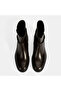 Women's Brown Metal Buckle Detailed Zippered Leather Boots - 7