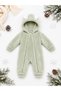 Sweet Rabbit Ears Double Zippered Welsoft Baby Jumpsuit Hooded Plush Winter Unisex Jumpsuit - 3