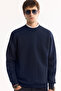 Men's Navy Blue Crew Neck Textured Elastane Regular Fit Sweatshirt A52Y1220 - 2
