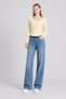 Women's Yellow Boat Neck T-Shirt with Snap Detail Camisole Blouse