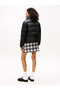 Women's Brand Logo Double Pocket Regular Fit Soft Textured Stand Collar Black Coat - 3