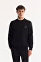 Men's Black Crew Neck Cotton Bi-Stretch Basic Regular Fit Sweatshirt A52Y1328