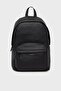 Men's Black Backpack with Zippered Internal Front Compartment, Adjustable Straps, and Large Internal Volume