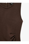 Slim Fit Crew Neck Slit Draped Sleeveless Midi Dress - 7