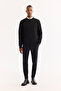 Men's Black Crew Neck Textured Elastane Regular Fit Sweatshirt A52Y1216 - 6
