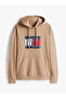 Men's Brand Logo Hooded Stylish Beige Sweatshirt - 4