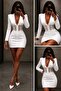 Shirt Collar Zippered Jacket Dress - 2