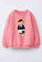 Girl's 3 Thread Fabric Cotton Teddy Bear Printed Sweatshirt