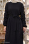 Crepe Elastic Black Dress - 2