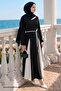 Slit Double Color Black Dress