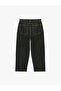 Normal Waist Pocketed Cotton Loose Super Baggy Jean Trousers - 6