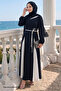 Slit Double Color Navy Blue Dress