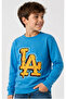 Boy's La Text Patterned Blue Color Sweatshirt - 2