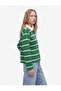 Comfortable Fit Cotton Ribbed Buttoned Polo Collar Striped Sweatshirt - 2