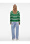 Comfortable Fit Cotton Ribbed Buttoned Polo Collar Striped Sweatshirt - 4