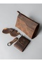 100% Genuine Crazy Cowhide Leather (Handbag, Wallet, Glasses Case, Keychain) Set Stylish and Minimalist - 2