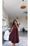 Plum Gabardine Short Sleeve Shirt Dress - 3