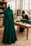 Étoile De Paris Dark Green French Chiffon Hijab Evening Dress - 2