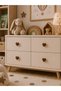 Set of 4 Brown Heart-Formed Handles Children's Room Knitted Patterned Decorative Drawer Handles with Heart Figures - 3