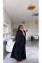 Black Chiffon Dress Cape Set - 3