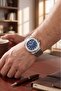 Premium Double Clip Men's Wristwatch with Calendar Silver Navy Blue Color Pl-7089E2X - 2