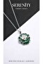 Steel Necklace with Green Enamel and Pearl Rose Figure