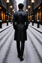 Patrick Genuine Leather Men's Belted Black Overcoat - 4