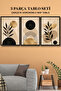 3-Piece Framed Look Gold Black Bohemian Botanical Abstract Mdf Painting Set Living Room Living Bedroom Kitchen Wall Decor - 2