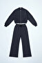 Women's 3-Thread Fleece Comfortable Cut Bomber Jacket and High-Waisted Sweatpants Set - 4