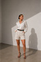 Women's Cream Classic High Waist Belted Shorts - 2