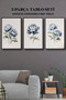 3-Piece Black Frame Look Blue Flowers Painting Set Wall Decor for Living Room Living Bedroom Kitchen - 5