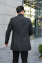 Men's Anthracite Slim Mock Neck Cashmere Coat - 4