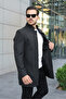 Men's Anthracite Slim Mock Neck Cashmere Coat - 2