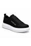 Black and White Double Strap High Sole Men's Sneaker - Velcro Thick Sole Sports Shoes Ba0307