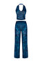 Patterned tulle crop top-pant set - 5