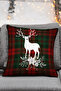 Red Green Plaid Deer Pattern New Year's Set Set of 4 Throw Pillow Covers and Runner - 6