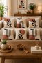 Bohemian Boho Abstract Themed Beige Background Set of 6 Digital Printed Gift Pillow and Throw Pillow Cases