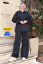 Women's Oversize Cut Zipper Collar Drawstring Waist Modal Suit 3222 Smoked