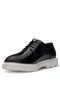 Men's Daily Black Patent Leather Casual Groom Shoes Laced White Sole Classic Shoes K-384 - 6