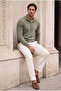 Lars Selanik Knitted Fabric Half Zipper Men's Sweatshirt - Khaki - 4