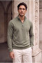 Lars Selanik Knitted Fabric Half Zipper Men's Sweatshirt - Khaki - 5