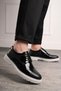 Men's Daily Black Patent Leather Casual Groom Shoes Laced White Sole Classic Shoes K-384