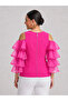 Plus Size Organza Flawed Sleeve Elegant Blouse - 3